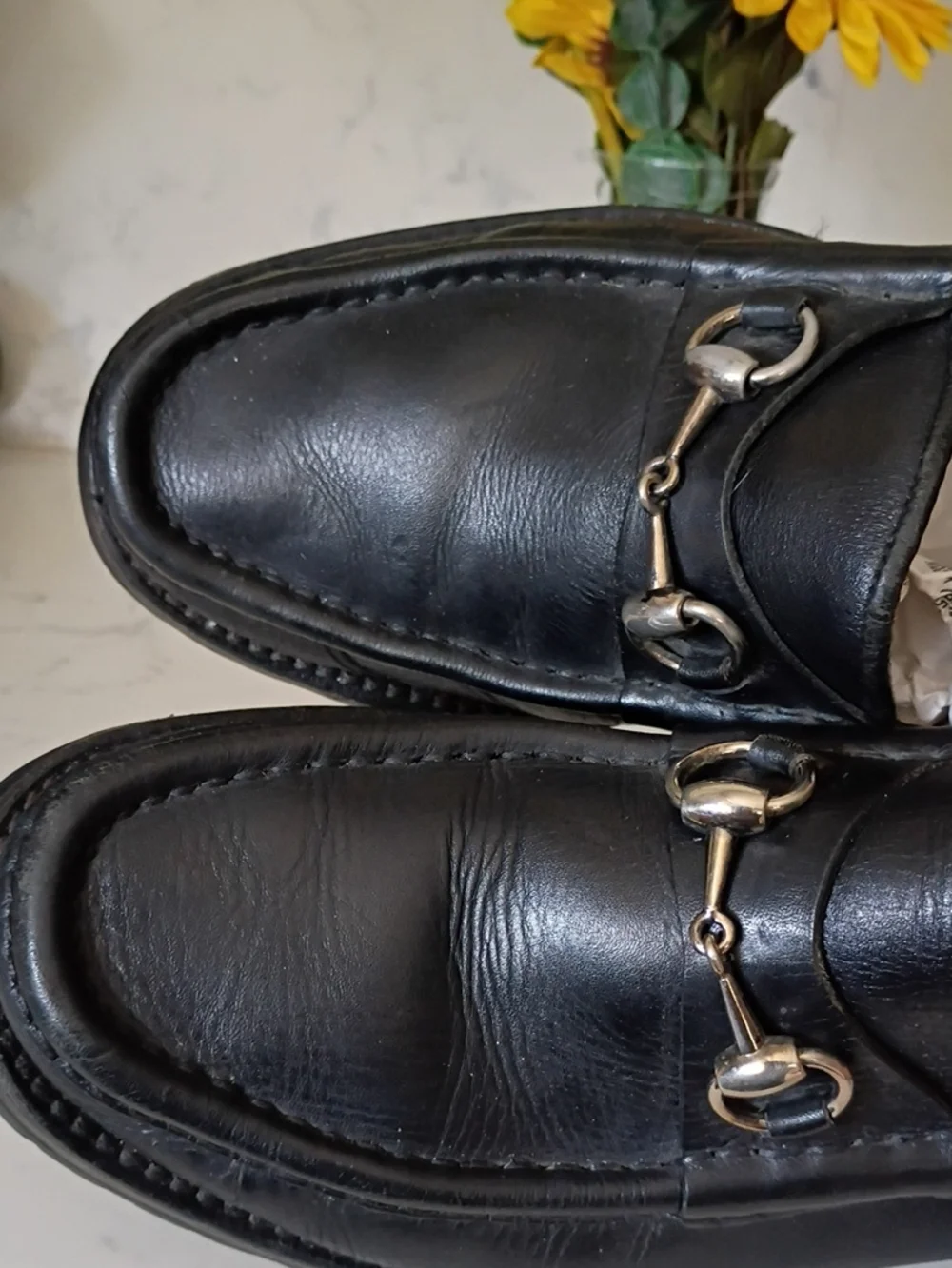 Gucci Black Leather  Loafers for Men